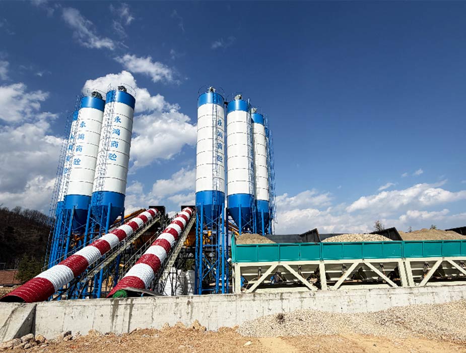 Stationary concrete batching plant