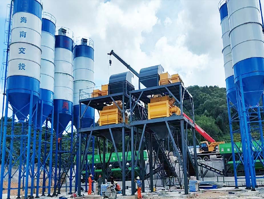 Stationary concrete batching plant