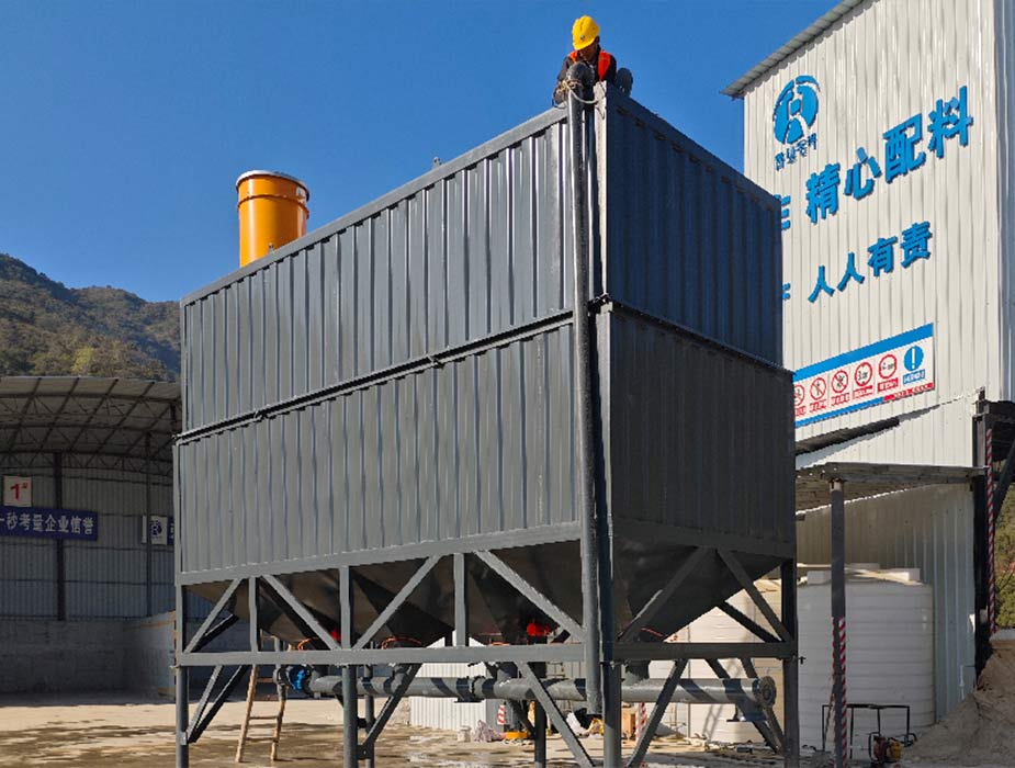 Horizontal cement silo