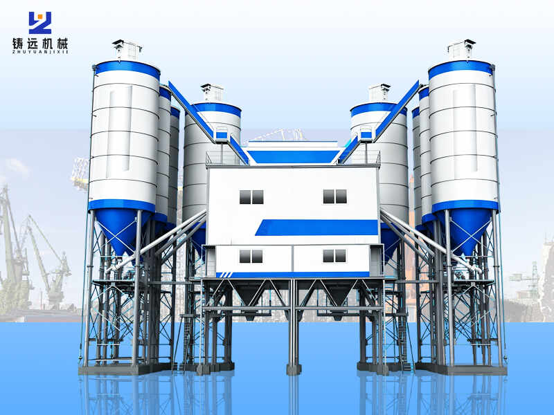 Stationary concrete batching plant