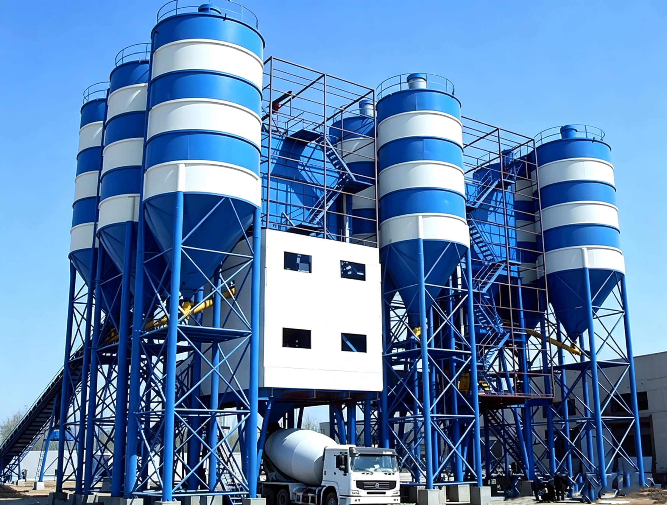 Stationary concrete batching plant